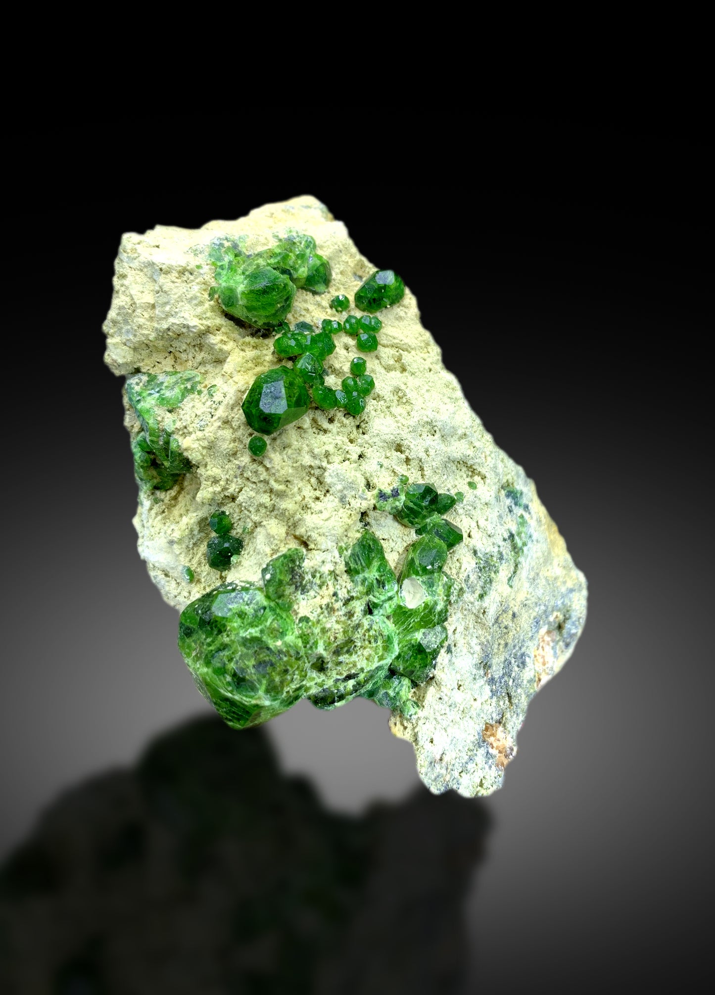 Lush Green Demantoid Garnet Cluster on Matrix, Demantoid Garnet Crystals Specimen - 278 gram