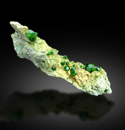 Lush Green Demantoid Garnet Crystals on Matrix, Demantoid Garnet Crystals Specimen - 86 gram
