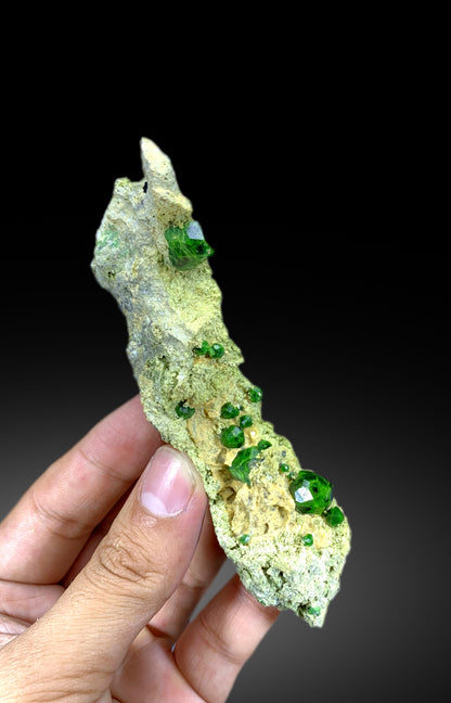 Lush Green Demantoid Garnet Crystals on Matrix, Demantoid Garnet Crystals Specimen - 86 gram