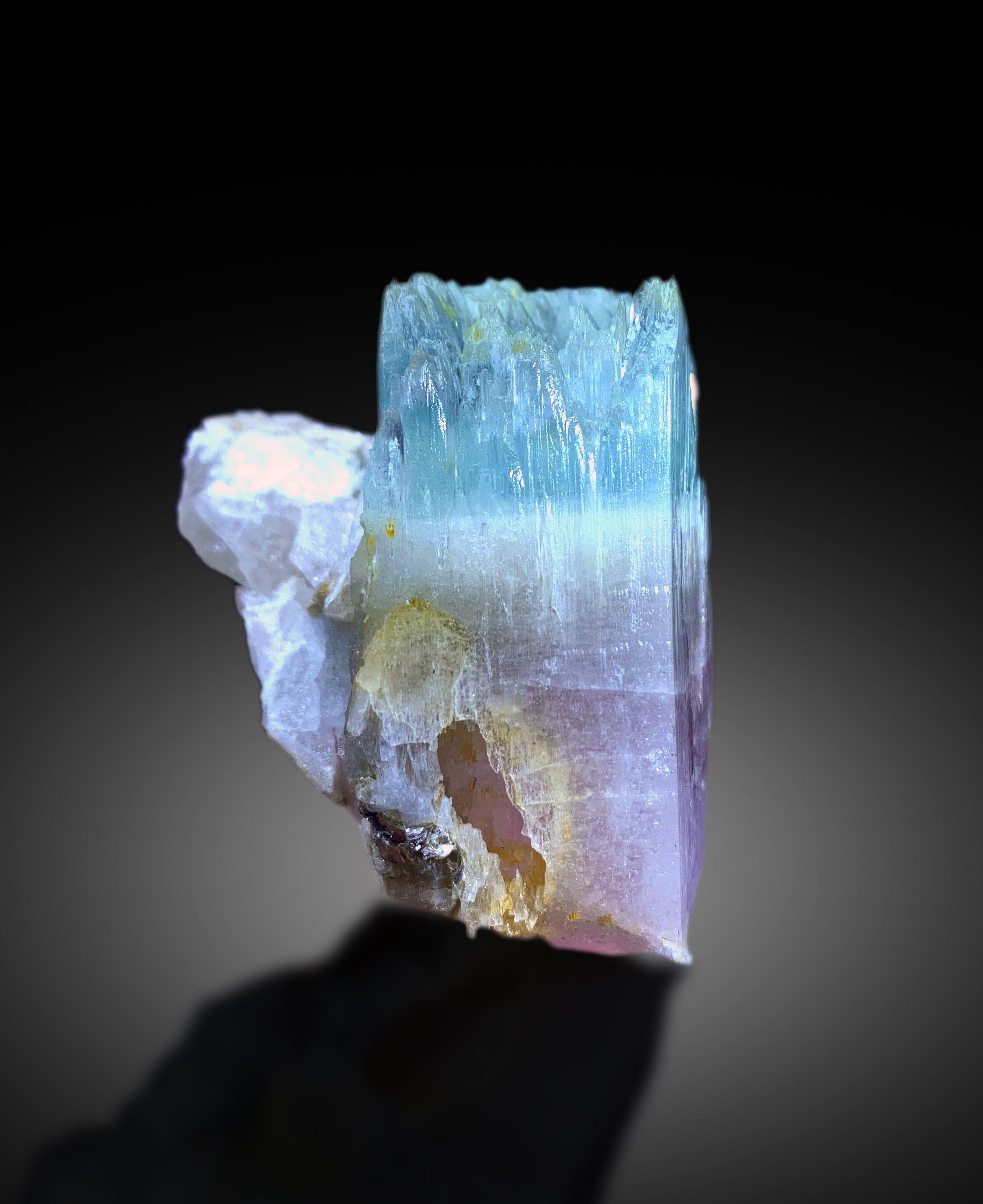 Bicolor Beryl, AquaMorganite Crystal, Morganite var Aquamarine on Matrix - 180 gram