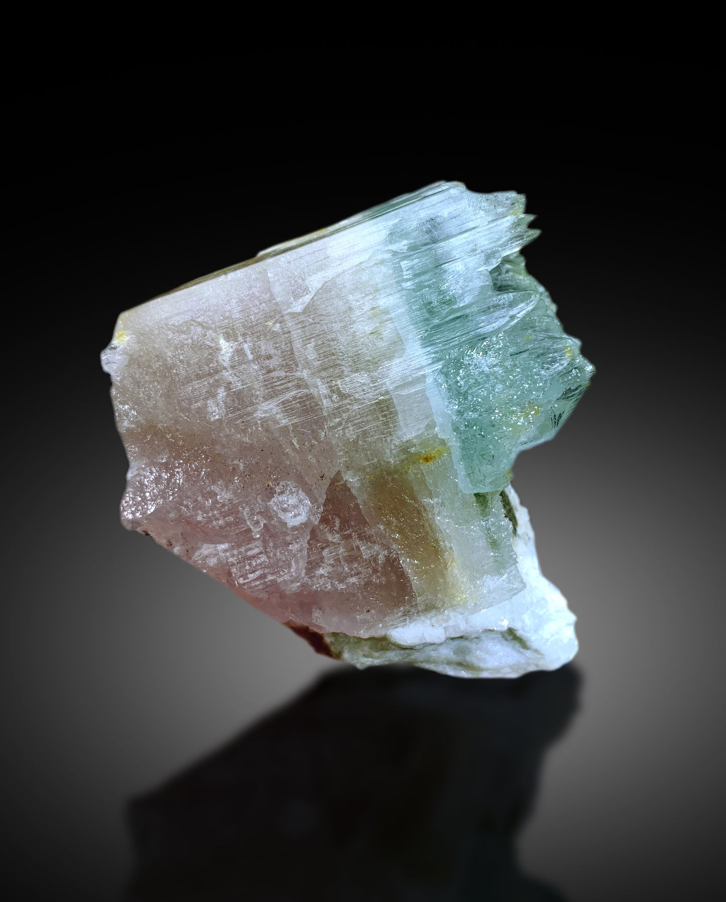 Bicolor Beryl, AquaMorganite Crystal, Morganite var Aquamarine on Matrix - 180 gram