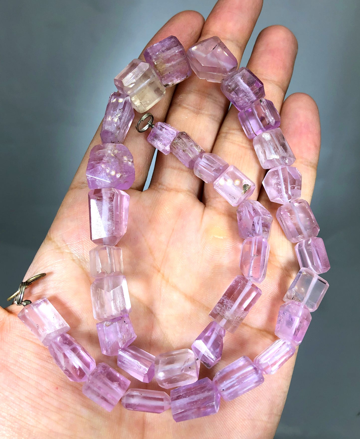 Pink Kunztite Necklace, Kunzite Beads, Kunzite Jewelry, Polished Kunzite, Kunzite Beads necklace