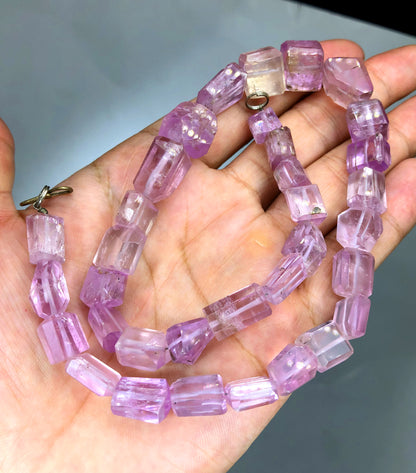 Pink Kunztite Necklace, Kunzite Beads, Kunzite Jewelry, Polished Kunzite, Kunzite Beads necklace