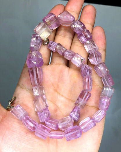 Pink Kunztite Necklace, Kunzite Beads, Kunzite Jewelry, Polished Kunzite, Kunzite Beads necklace