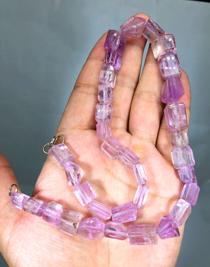 Pink Kunztite Necklace, Kunzite Beads, Kunzite Jewelry, Polished Kunzite, Kunzite Beads necklace