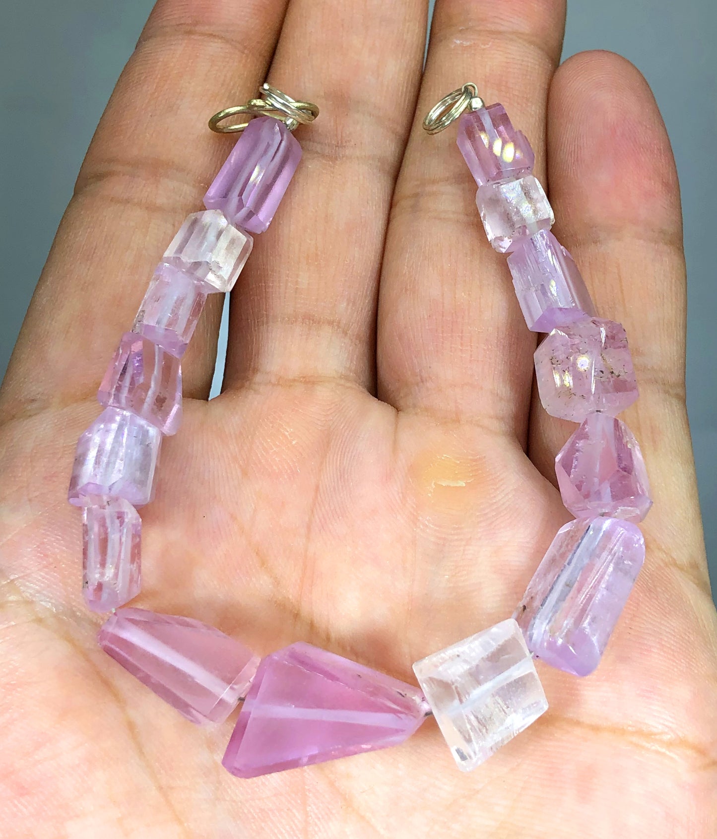 Pink Kunztite Bracelet, Kunzite Beads, Kunzite Jewelry, Polished Kunzite, Kunzite Beads Bracelet