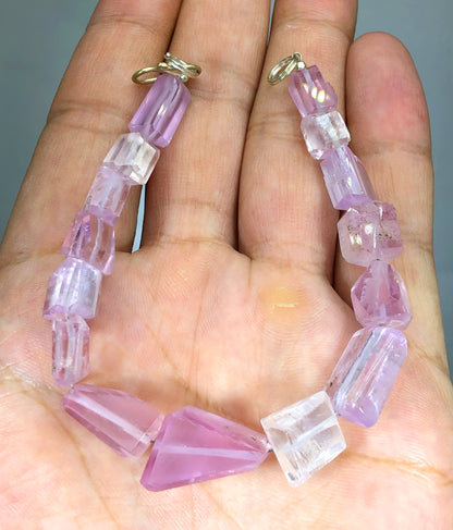 Pink Kunztite Bracelet, Kunzite Beads, Kunzite Jewelry, Polished Kunzite, Kunzite Beads Bracelet