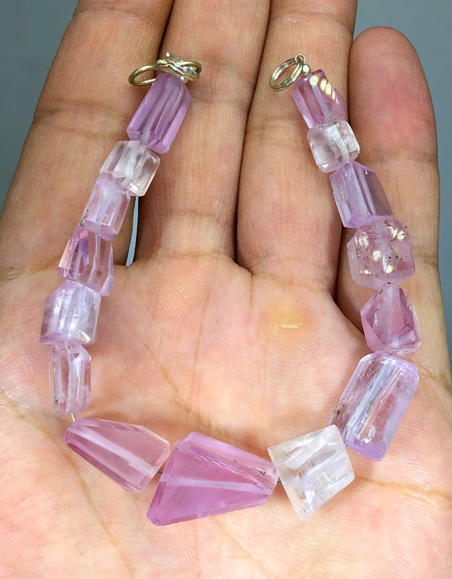 Pink Kunztite Bracelet, Kunzite Beads, Kunzite Jewelry, Polished Kunzite, Kunzite Beads Bracelet