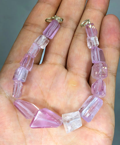 Pink Kunztite Bracelet, Kunzite Beads, Kunzite Jewelry, Polished Kunzite, Kunzite Beads Bracelet