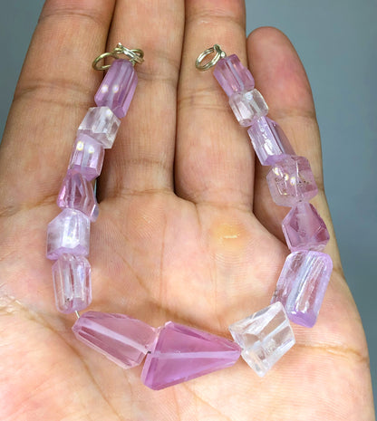 Pink Kunztite Bracelet, Kunzite Beads, Kunzite Jewelry, Polished Kunzite, Kunzite Beads Bracelet