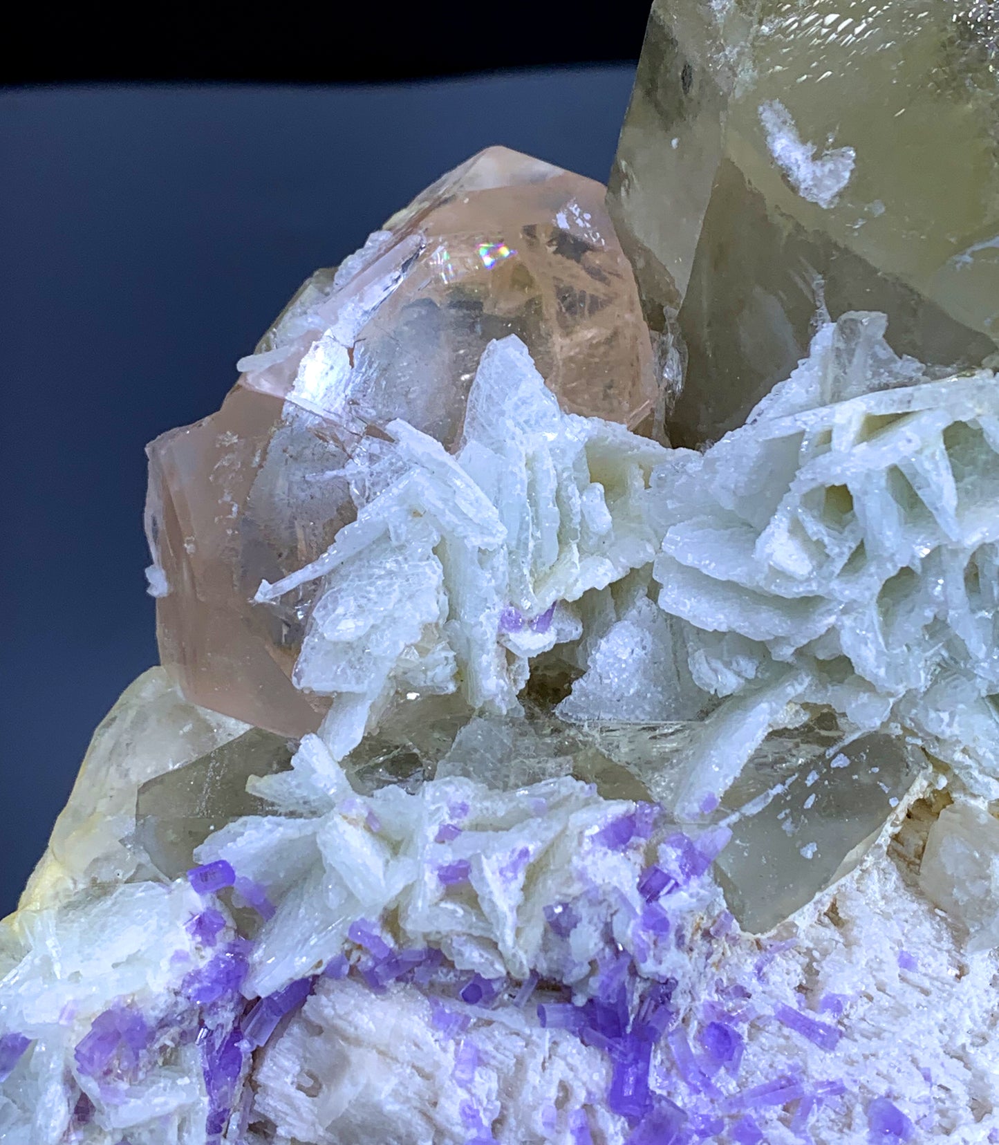 Peach Morganite with Purple Apatite, Cleavelandite Albite, Quartz and Feldspar from Afghanistan - 1449 gram