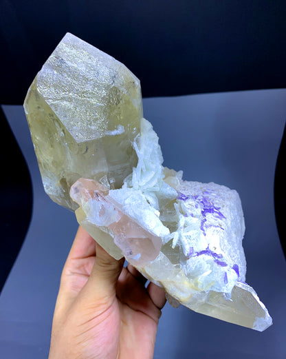 Peach Morganite with Purple Apatite, Cleavelandite Albite, Quartz and Feldspar from Afghanistan - 1449 gram