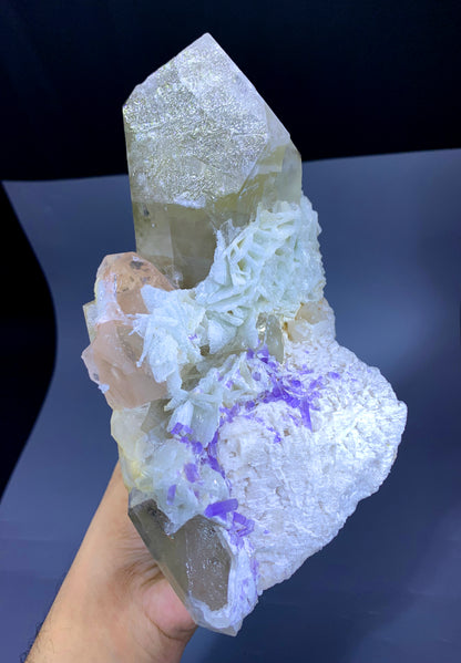 Peach Morganite with Purple Apatite, Cleavelandite Albite, Quartz and Feldspar from Afghanistan - 1449 gram