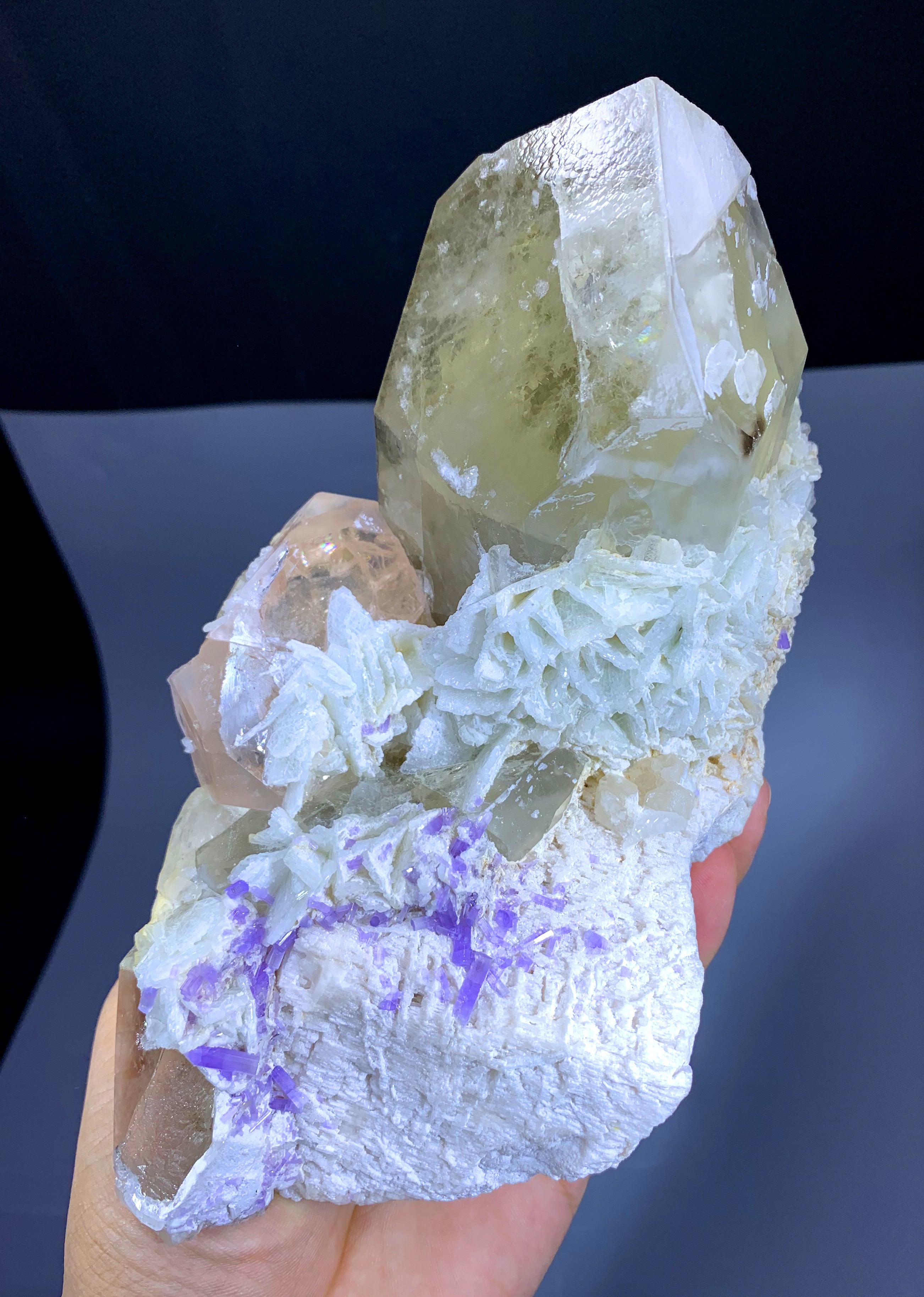 Peach Morganite with Purple Apatite, Cleavelandite Albite, Quartz and Feldspar from Afghanistan - 1449 gram