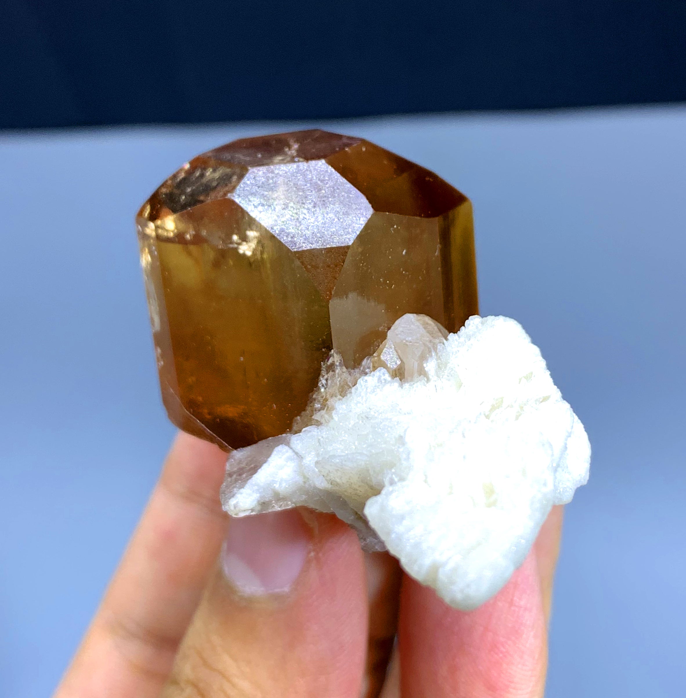 Golden Color Topaz on Albite from Pakistan - 91 gram
