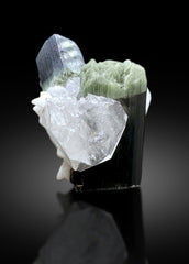 Green Cap Tourmaline Crystals on Quartz from Pakistan - 68 gram