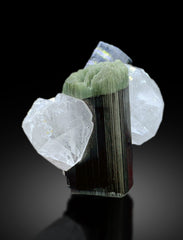 Green Cap Tourmaline Crystals on Quartz from Pakistan - 68 gram