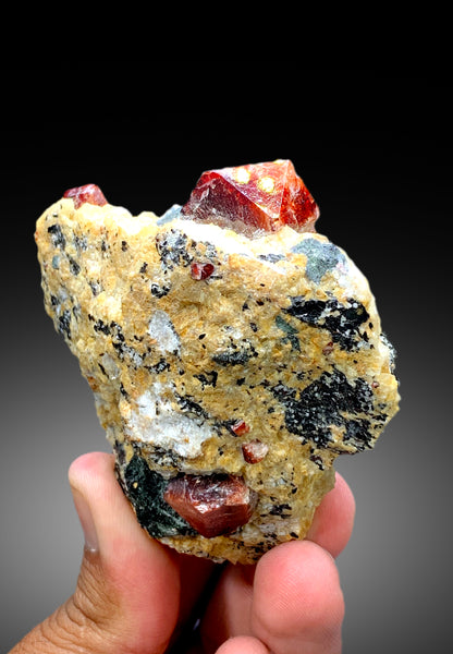 Natural Red Color Zircon Crystals on Matrix from Skardu Pakistan - 245 gram