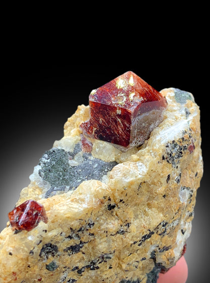 Natural Red Color Zircon Crystals on Matrix from Skardu Pakistan - 245 gram