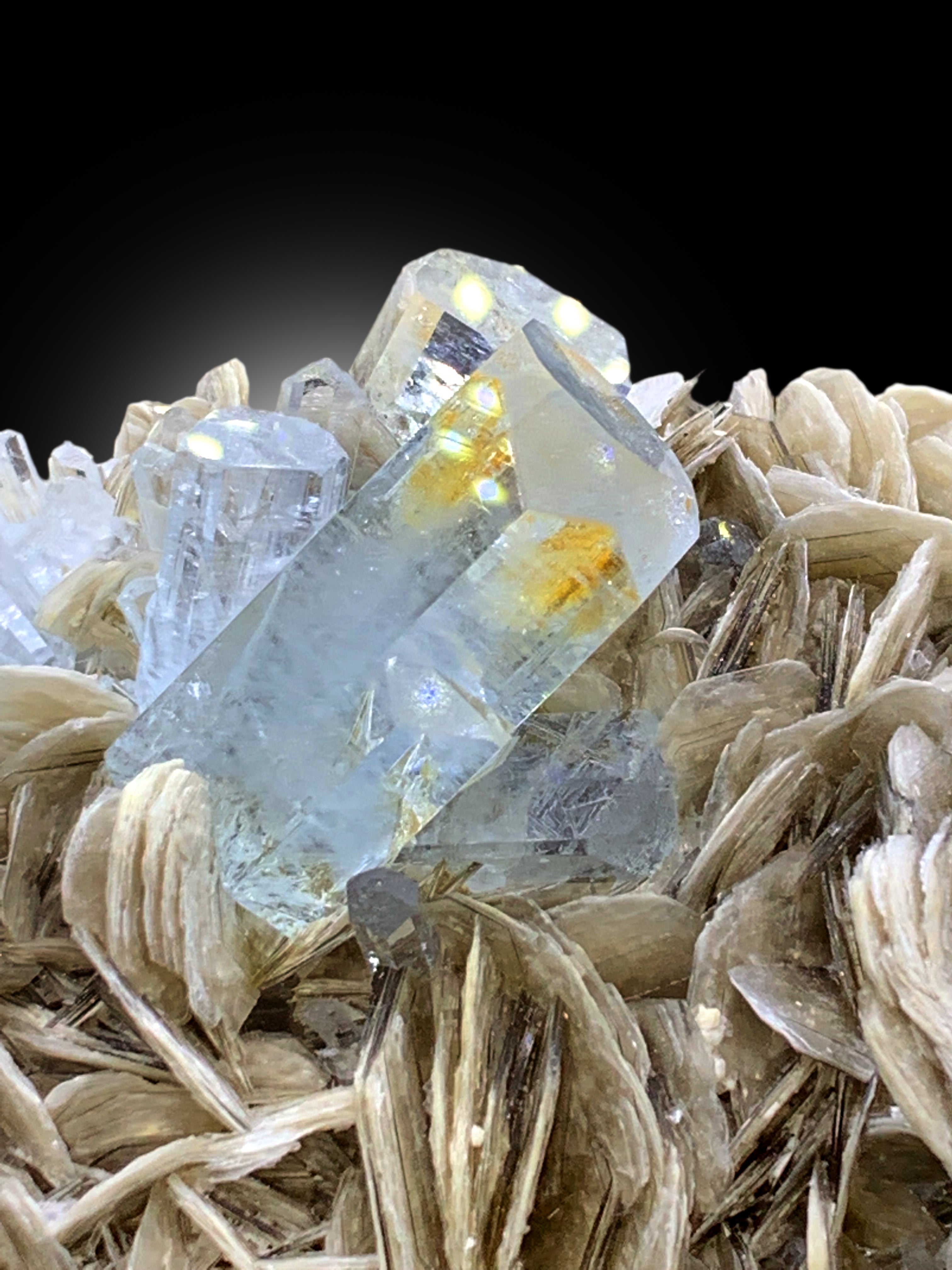 Sky Blue Color Aquamarine Crystals with Muscovite Mica from Chumar Bakhoor Gilgit Pakistan - 344 gram