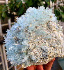 Sky Blue Aquamarine Cluster with Mica on Feldspar from Pakistan - 1157 grams