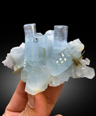 Natural Sky Blue Aquamarine Cluster with Mica from Pakistan - 131 gram