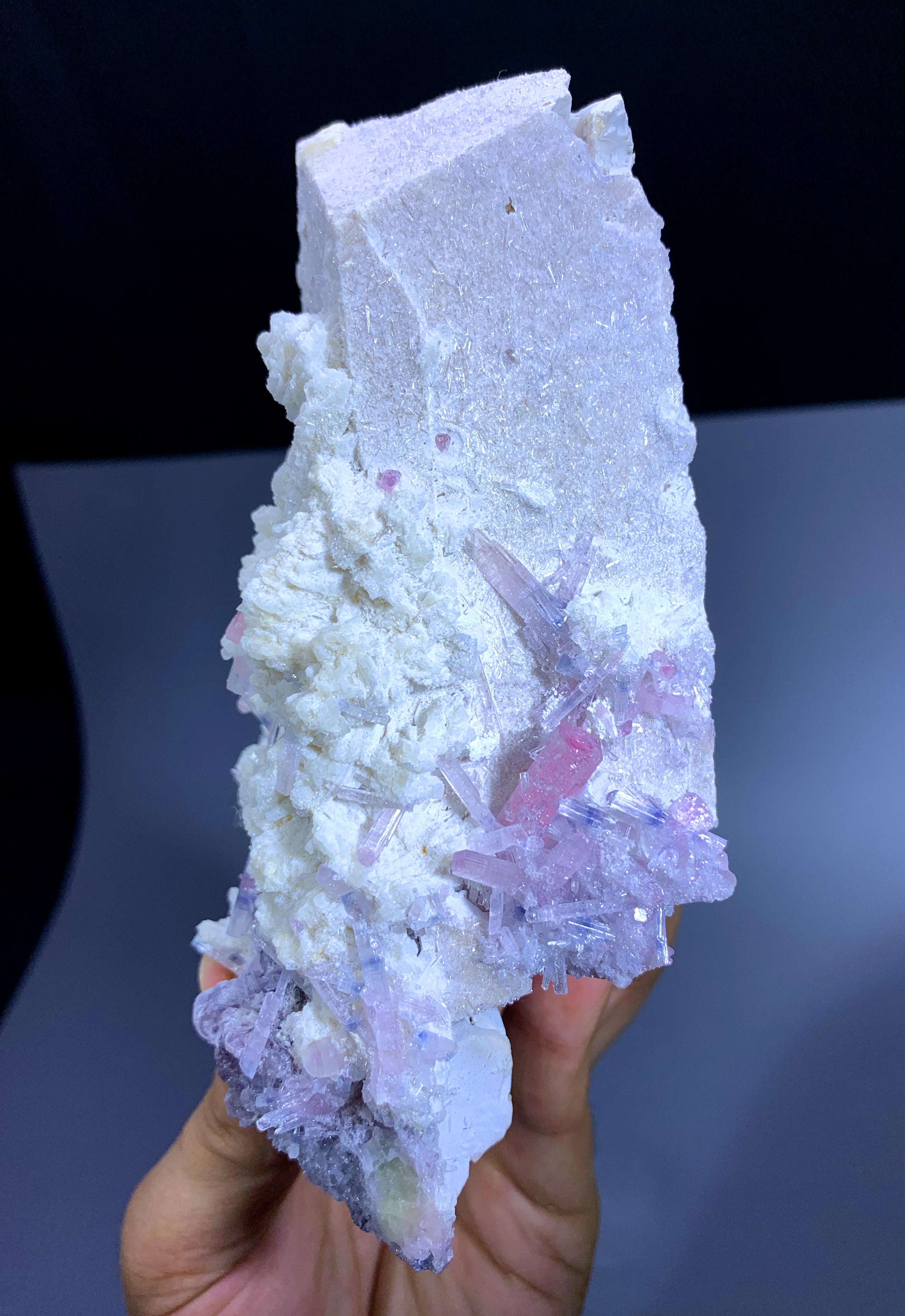Natural Pink Tourmaline Cluster on Feldspar from Afghanistan - 604 gram