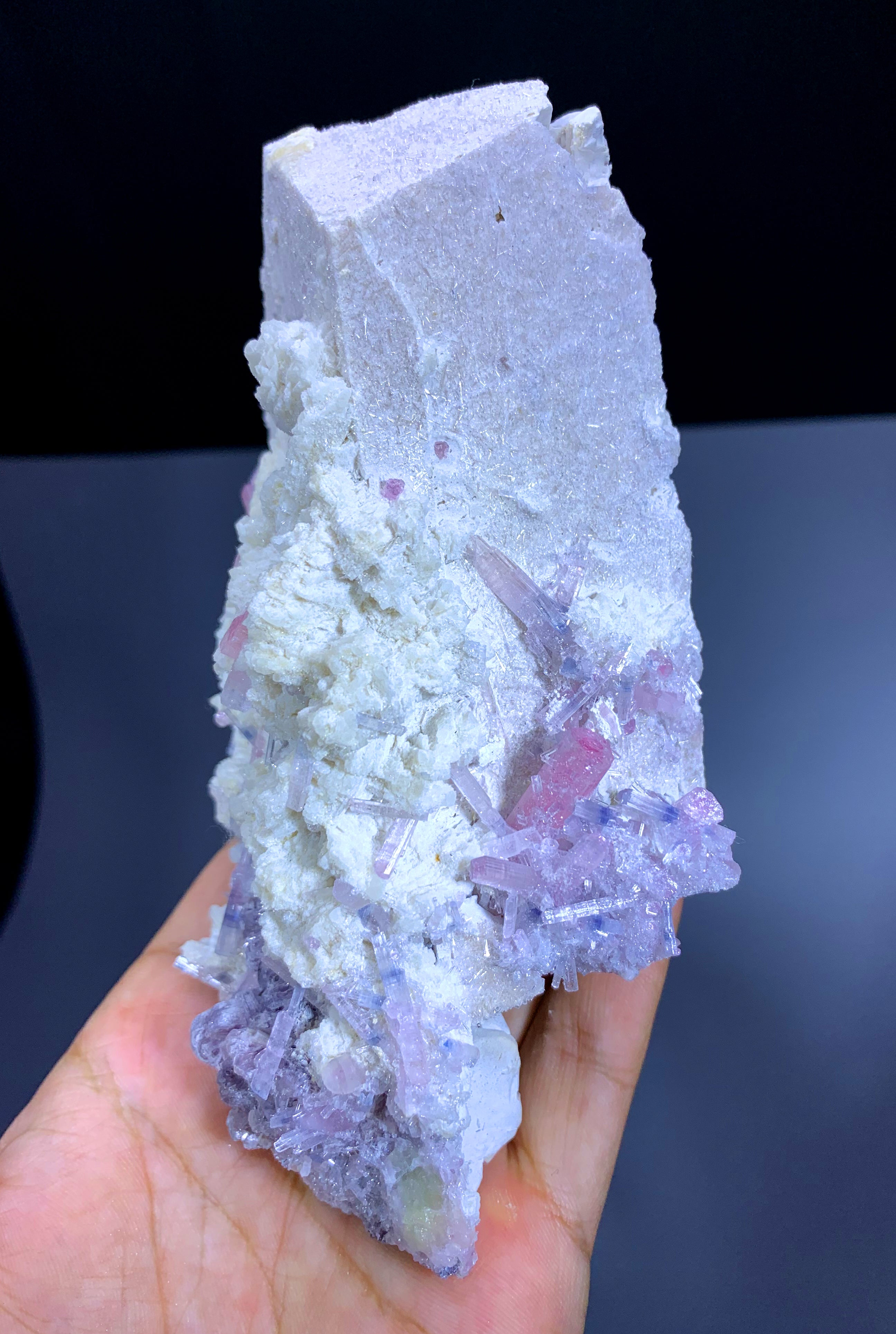 Natural Pink Tourmaline Cluster on Feldspar from Afghanistan - 604 gram