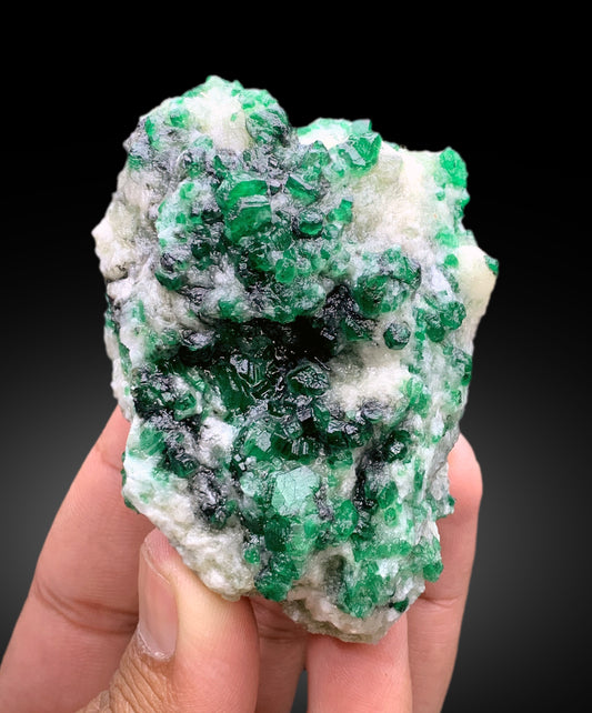 Lush Green Color Emerald Cluster on Matrix from swat Pakistan - 213 gram