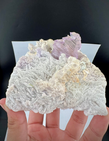 Pink Kunzite Crystal With Albite on Quartz From Afghanistan - 745 Grams