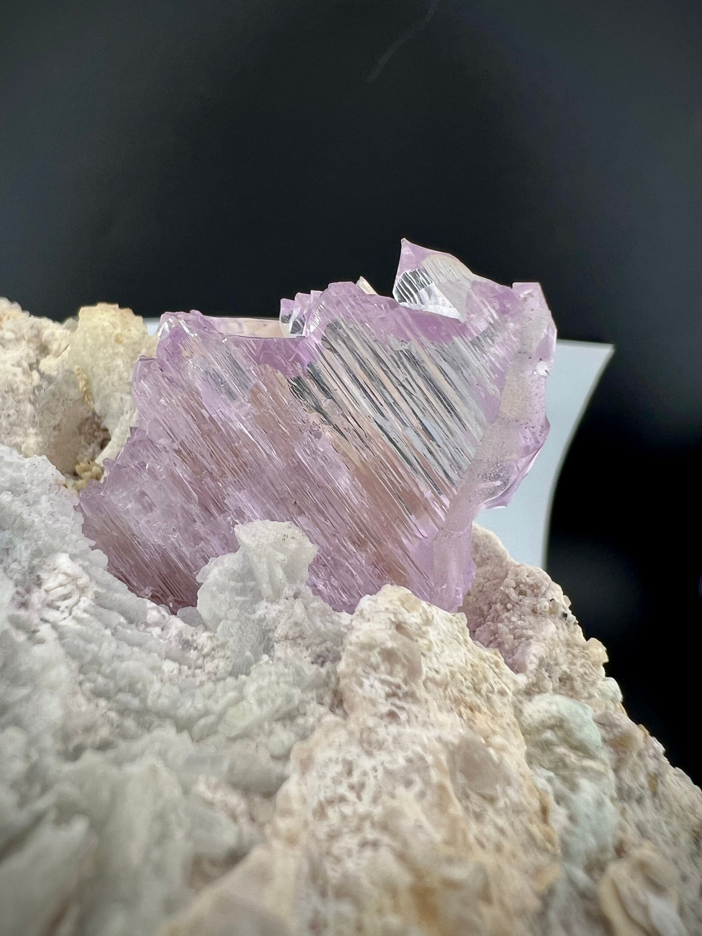 Pink Kunzite Crystal With Albite on Quartz From Afghanistan - 745 Grams