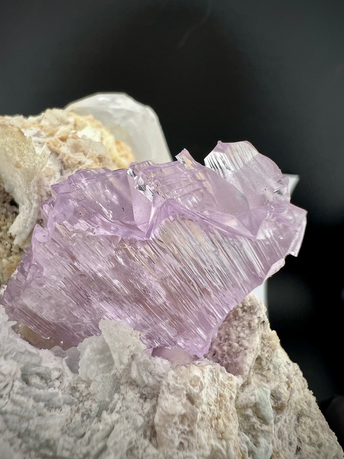 Pink Kunzite Crystal With Albite on Quartz From Afghanistan - 745 Grams