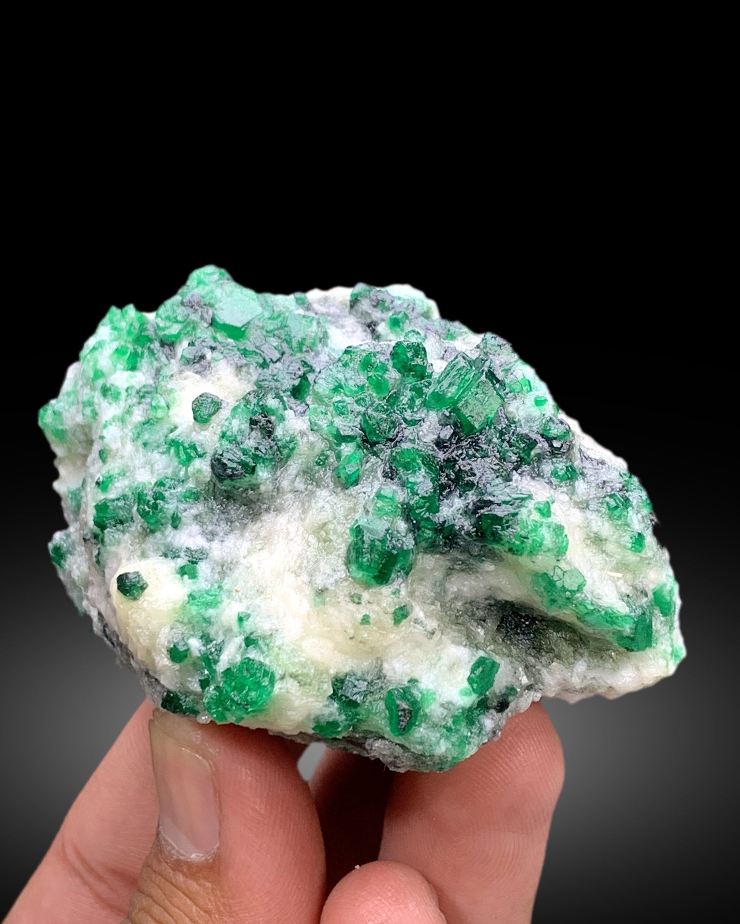 Lush Green Color Emerald Cluster on Matrix from swat Pakistan - 213 gram