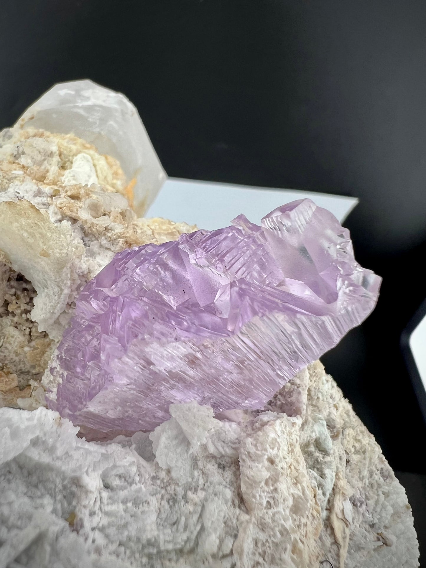 Pink Kunzite Crystal With Albite on Quartz From Afghanistan - 745 Grams