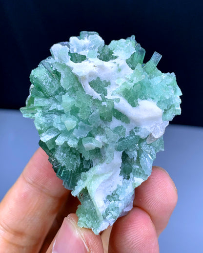 Green Tourmaline Cluster on Kunzite from Afghanistan - 52 gram