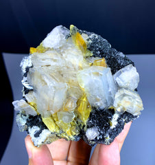 Yellow Titanite Sphene Crystals on Calcite from Zagi Mountains Pakistan - 464 gram