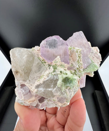 Pink Kunzite Crystal With Green Tourmaline on Matrix from Afghanistan - 171 Grams