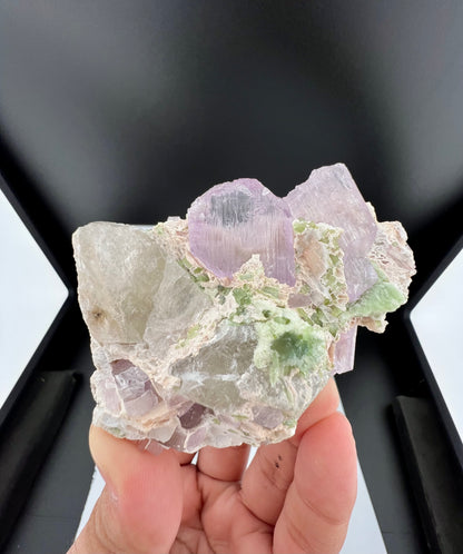Pink Kunzite Crystal With Green Tourmaline on Matrix from Afghanistan - 171 Grams