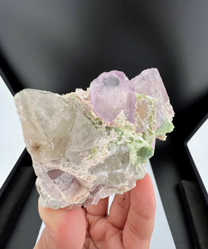 Pink Kunzite Crystal With Green Tourmaline on Matrix from Afghanistan - 171 Grams