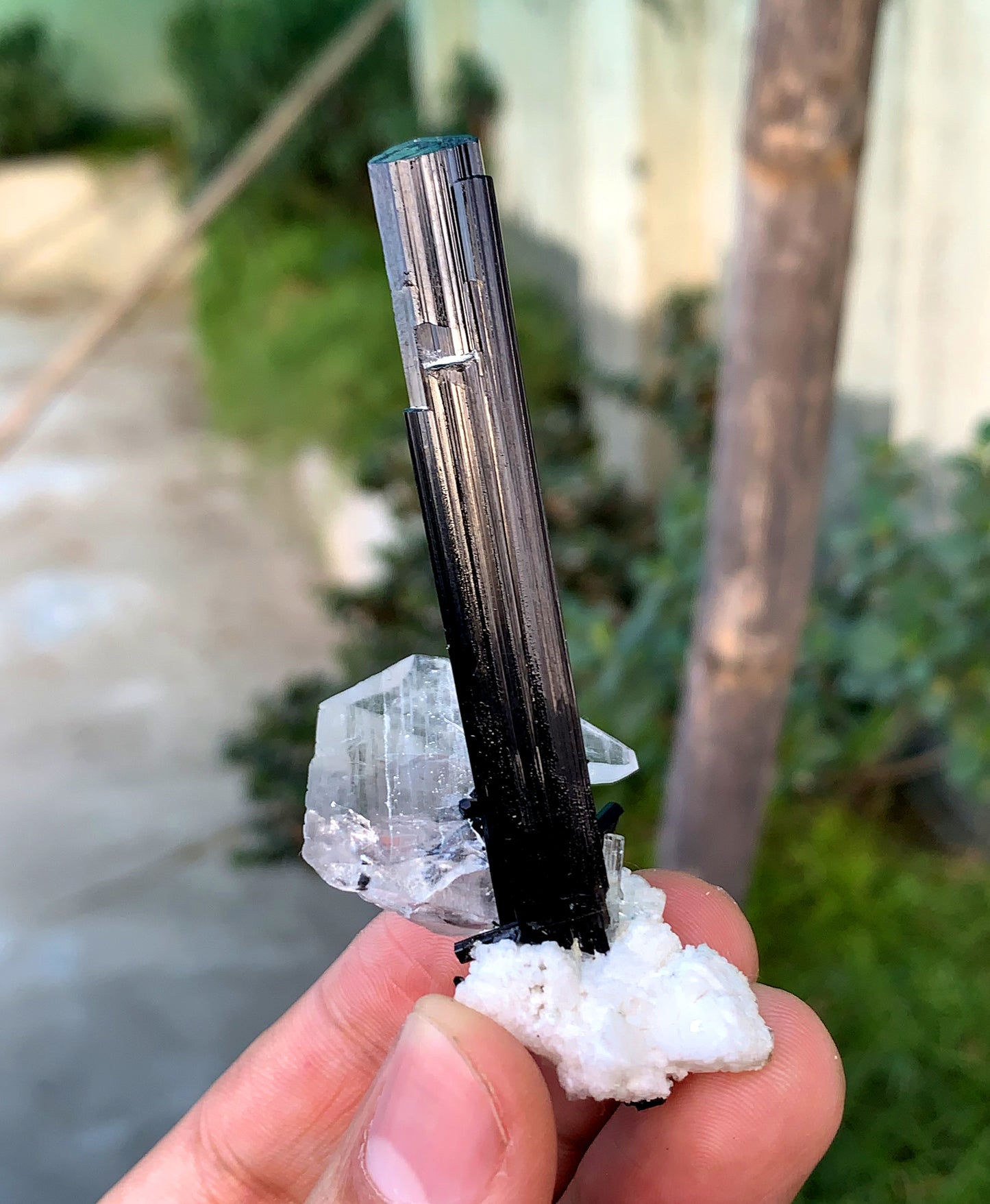 Schorl Black Tourmaline with Aquamarine and Feden Quartz from Pakistan - 27 grams