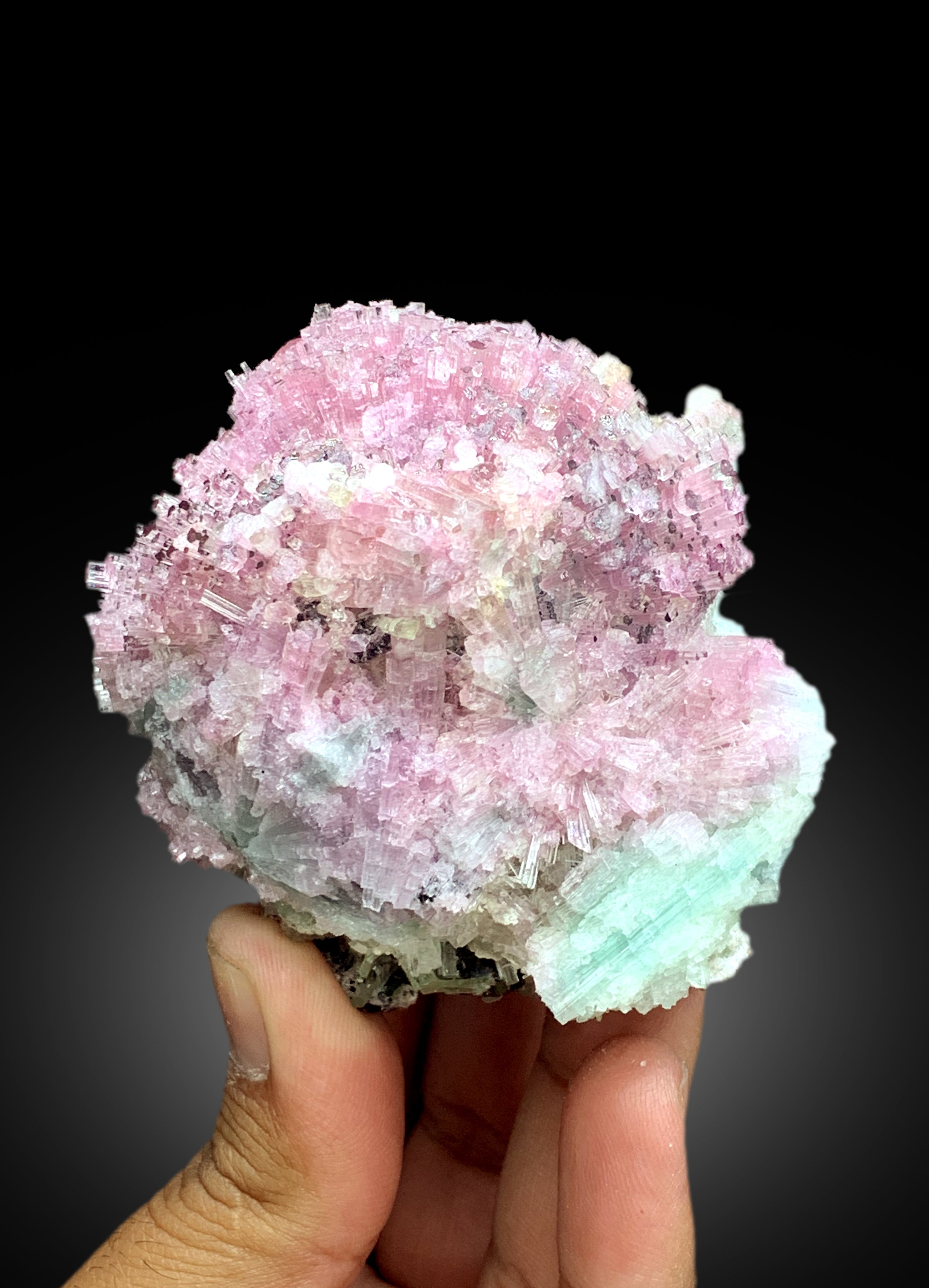 Cotton Candy Tourmaline Cluster with Quartz, Tourmaline Bunch, Crystals Cluster, Tourmaline Specimen, Afghan Tourmaline - 399 gram