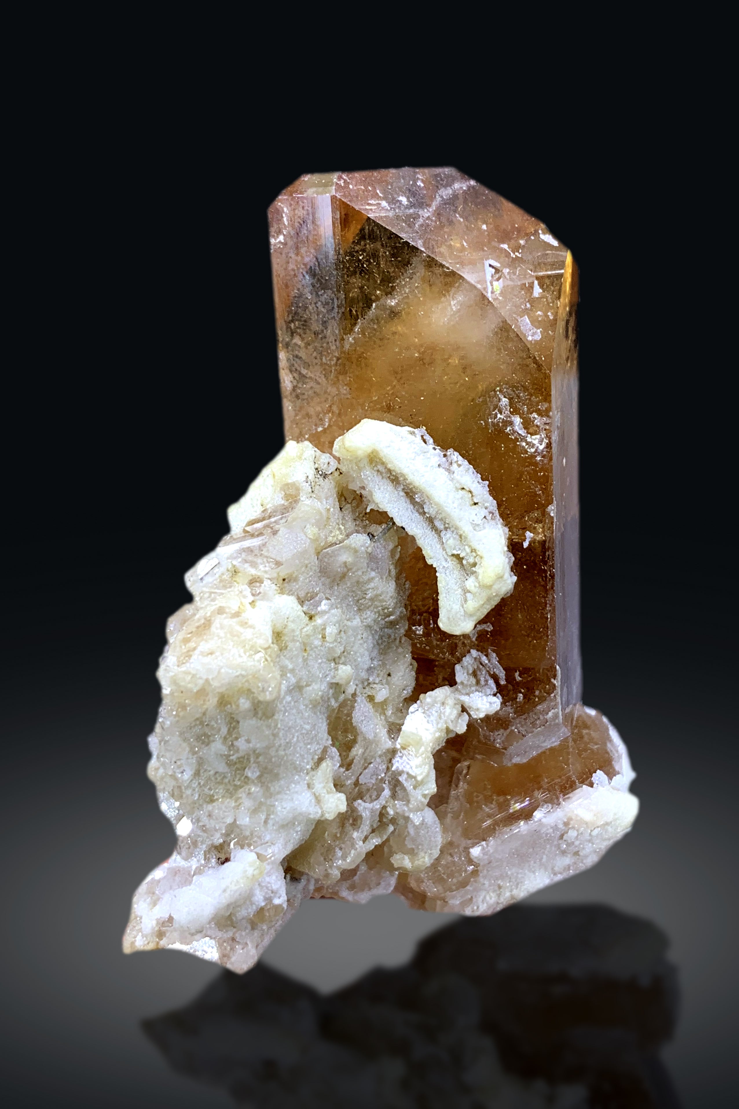 Natural Terminated Topaz Crystal on Albite from Skardu Pakistan - 118 gram