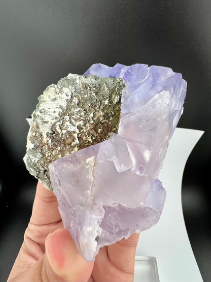 Bi-Color Fluorite Crystal With Mica From Afghanistan - 465 Grams