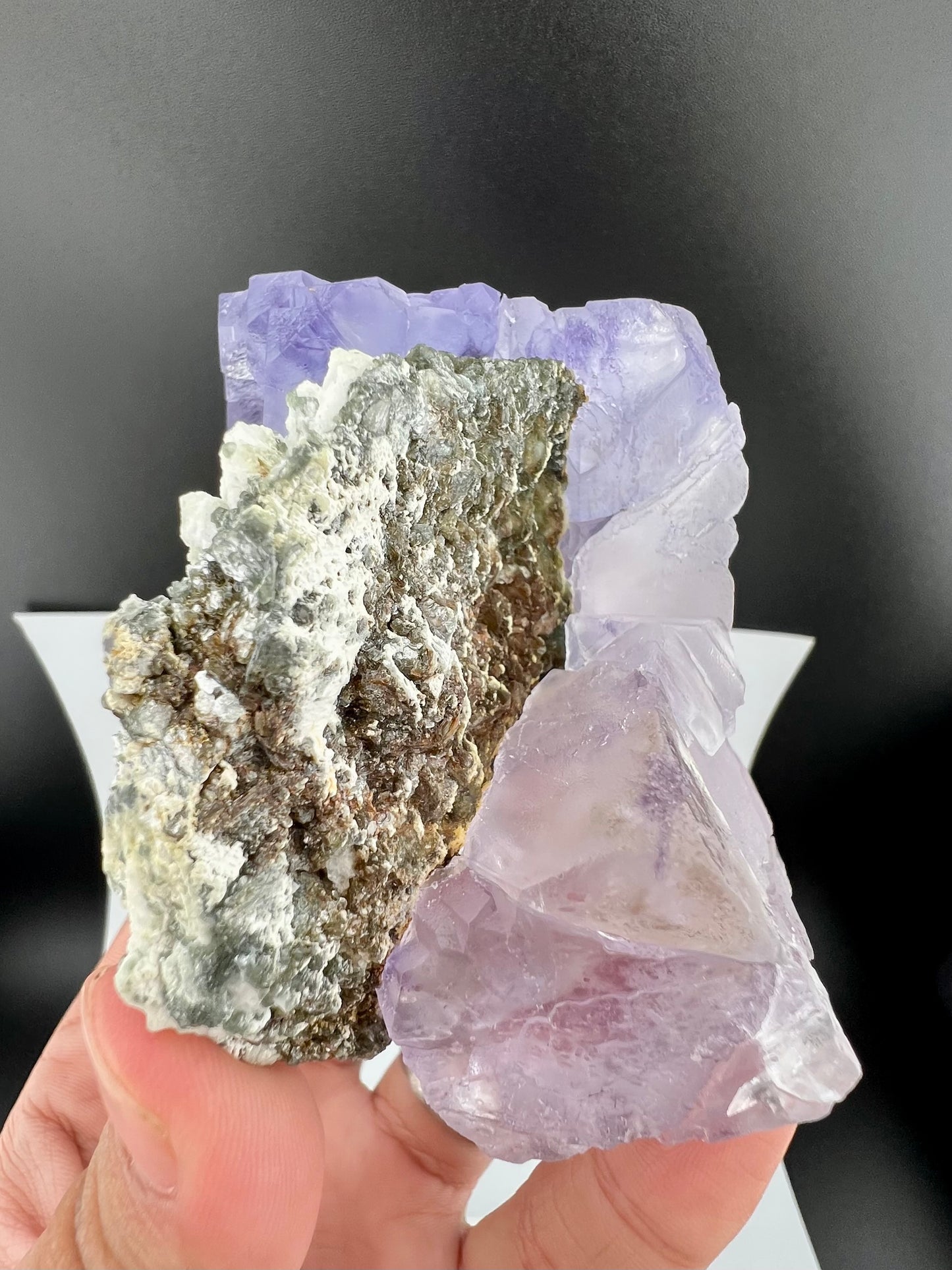 Bi-Color Fluorite Crystal With Mica From Afghanistan - 465 Grams