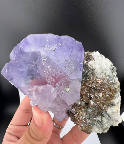 Bi-Color Fluorite Crystal With Mica From Afghanistan - 465 Grams