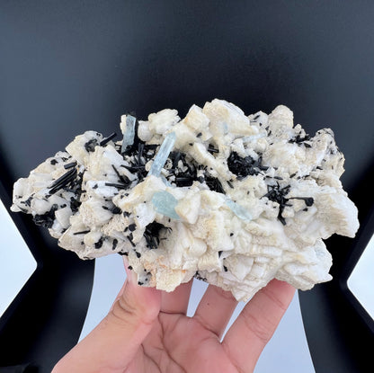 Blue Aquamarine Crystals With Schorl Tourmaline on Matrix From Pakistan - 751 Grams