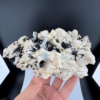 Blue Aquamarine Crystals With Schorl Tourmaline on Matrix From Pakistan - 751 Grams