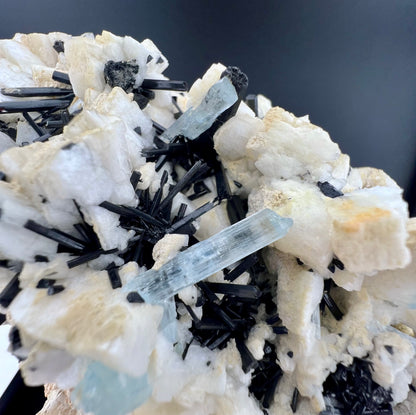 Blue Aquamarine Crystals With Schorl Tourmaline on Matrix From Pakistan - 751 Grams