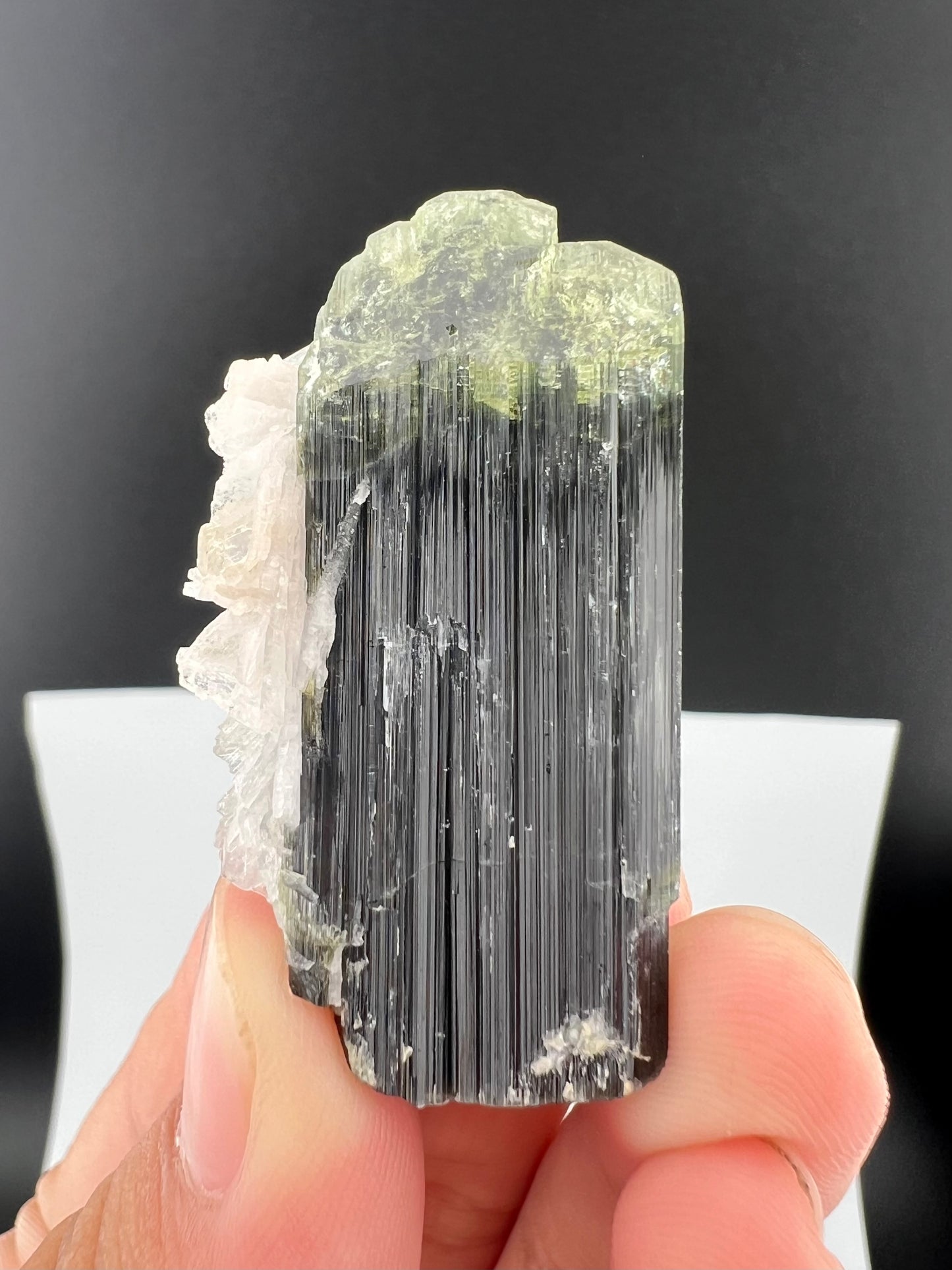 Green Cap Tourmaline Crystal with Albite from Pakistan - 27 Grams
