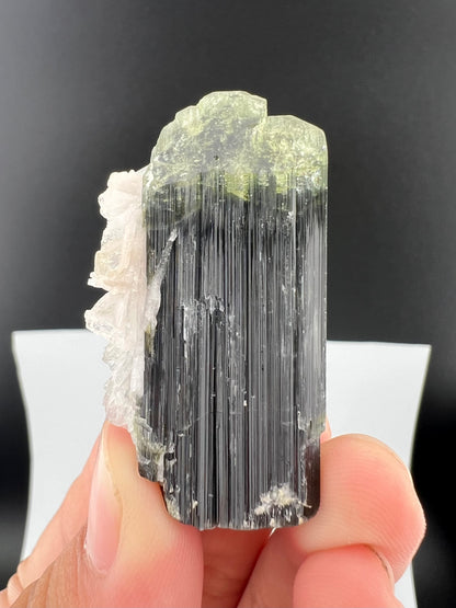 Green Cap Tourmaline Crystal with Albite from Pakistan - 27 Grams